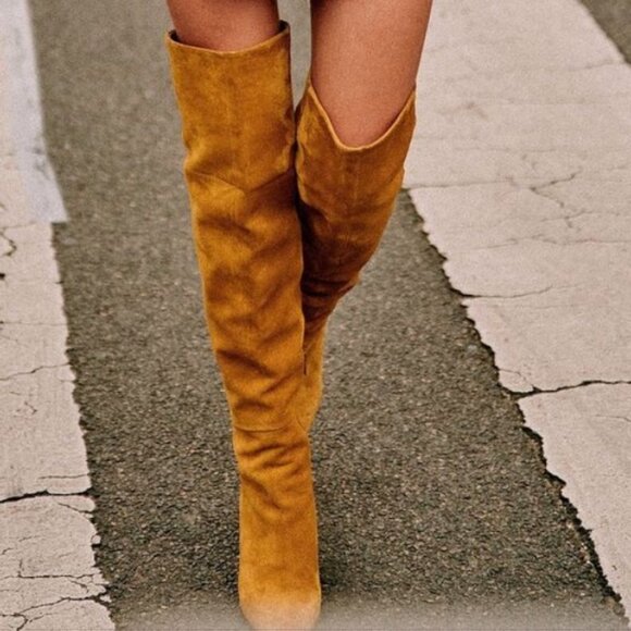 Sezane Annaelle Thigh-high suede boots in Ochre Size 37 (US 7) - Picture 5 of 5